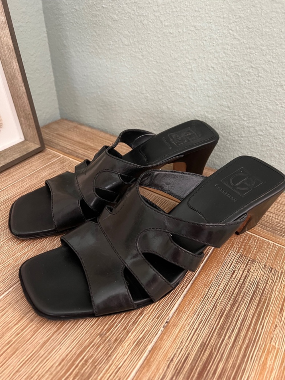 Cole Haan Black Leather Slide Mules